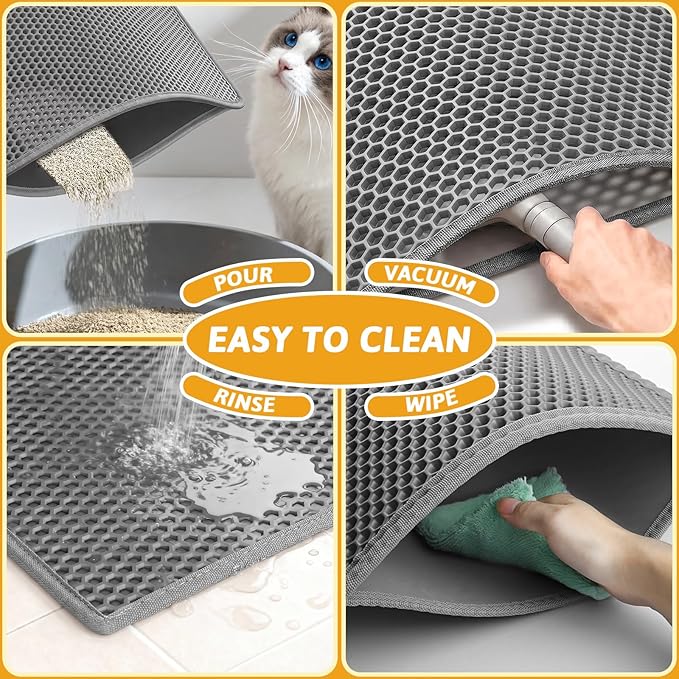 Pieviev Cat Litter Mat Double Layer Waterproof Urine Proof Trapping Mat 1 Pack) - Image 6