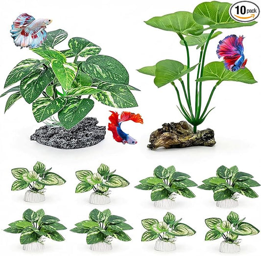 10 PCS Aquarium Decorations Silk Aquarium Plants Betta Fish Tank Decor by UreverFins