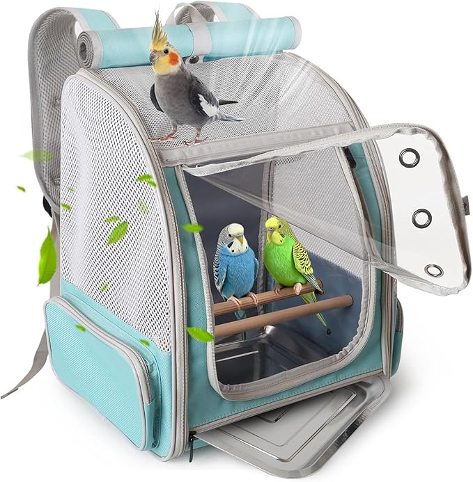 halinfer Bird Backpack Carrier Cage, Front Zipper Opening Portable Bird Travel by halinfer