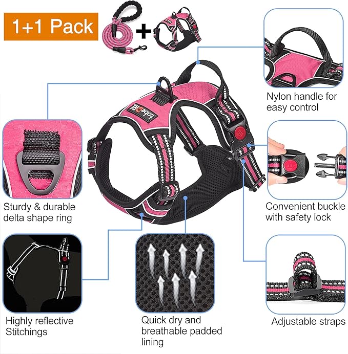 tobeDRI No Pull Dog Harness Adjustable Reflective Oxford Easy Control Medium - Image 3