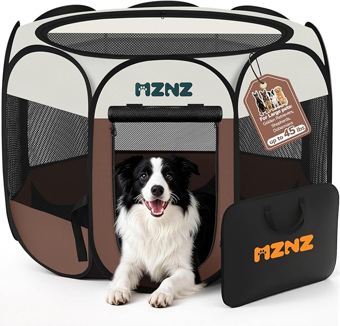 Dog Playpen, Portable Puppy Pet Crate Indoors by MZNZ