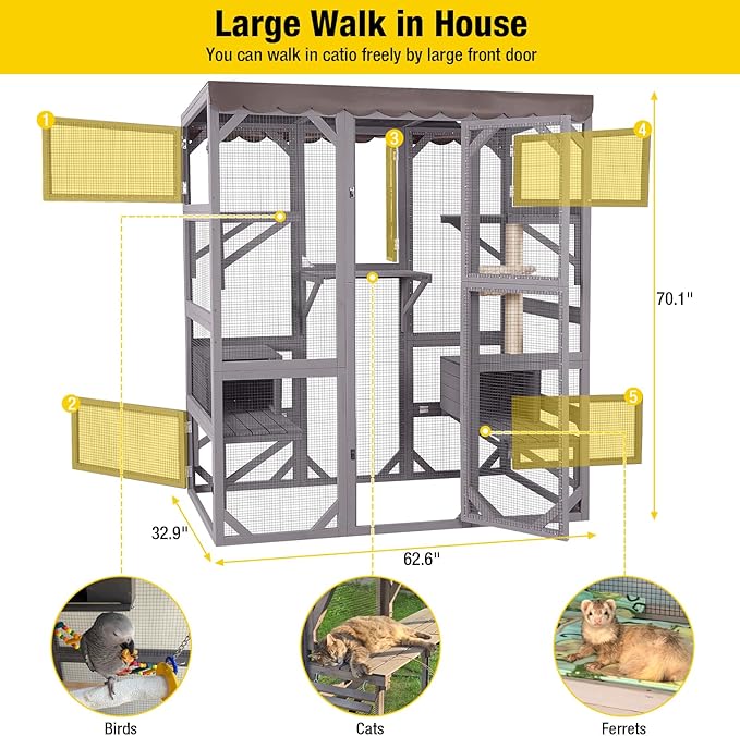 Window Catio Outdoor Cat Encolsure Large Cat House Walk in Kitty Shlter - Image 3