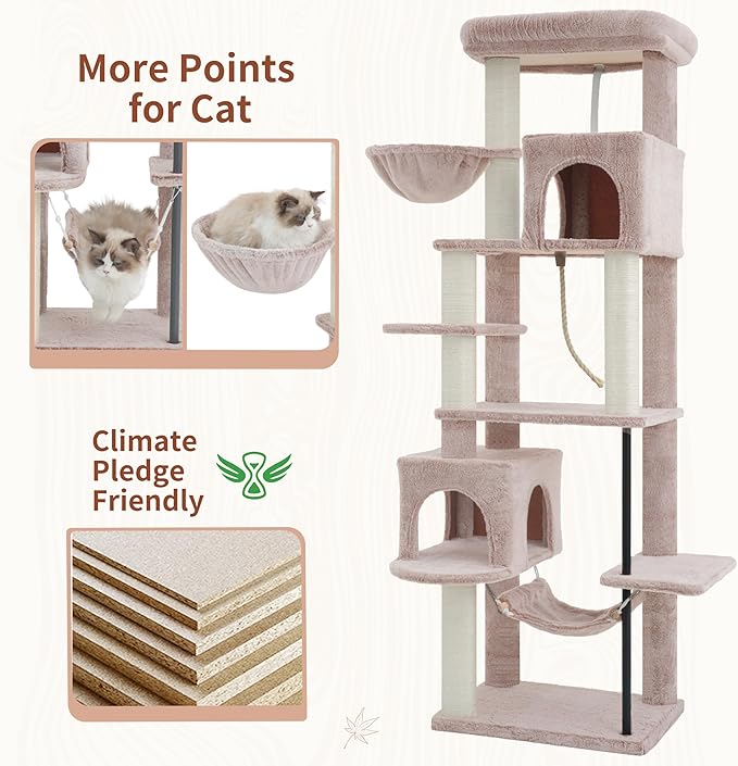 Gitelsnour Cat Tree for Indoor Cats Large Adult, 70.5'' Cat Tower - Image 5