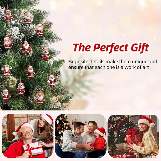 12 Pcs Christmas Tree Ornaments Funny Cartoon Santa Claus Designs Xmas Tree - Image 7