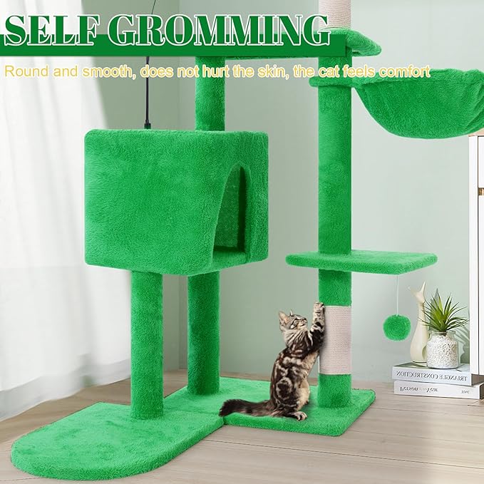 Cat Tree Tower with Metal Frame Hammock, Cat Towers with Scratching Post - Image 5