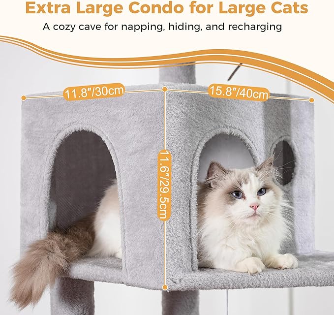54" Cat Tree with Big Hammock 21x17” XL Cat Tower with Scratching Posts - Image 5