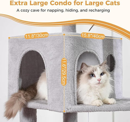 54" Cat Tree with Big Hammock 21x17” XL Cat Tower with Scratching Posts - Image 5