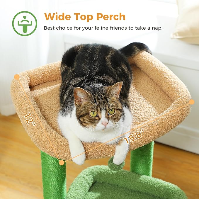 PEQULTI Cat Tree Cactus Cat Tower - Image 2