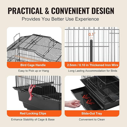 VEVOR 41-inch Open Top Large Parrot Bird Cage, Hanging Bird Cage - Image 6
