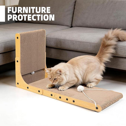 27.6 Inch Reinforced Cat Scratcher, L-Shaped Wall Mount Scratching Post - Image 5