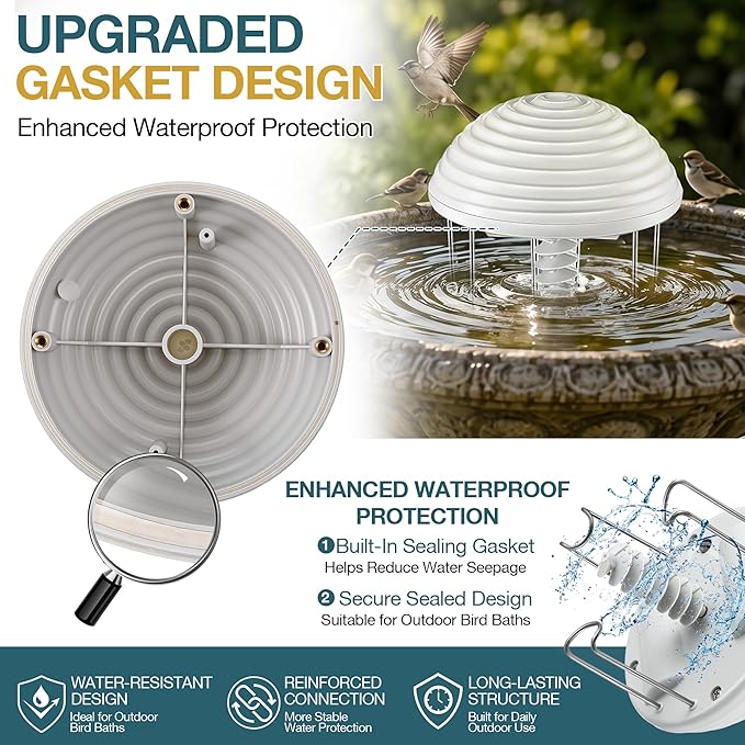 Bird Bath Water Agitator, Quiet Waterproof Birdbath Circulator, Keeps Water - Image 4