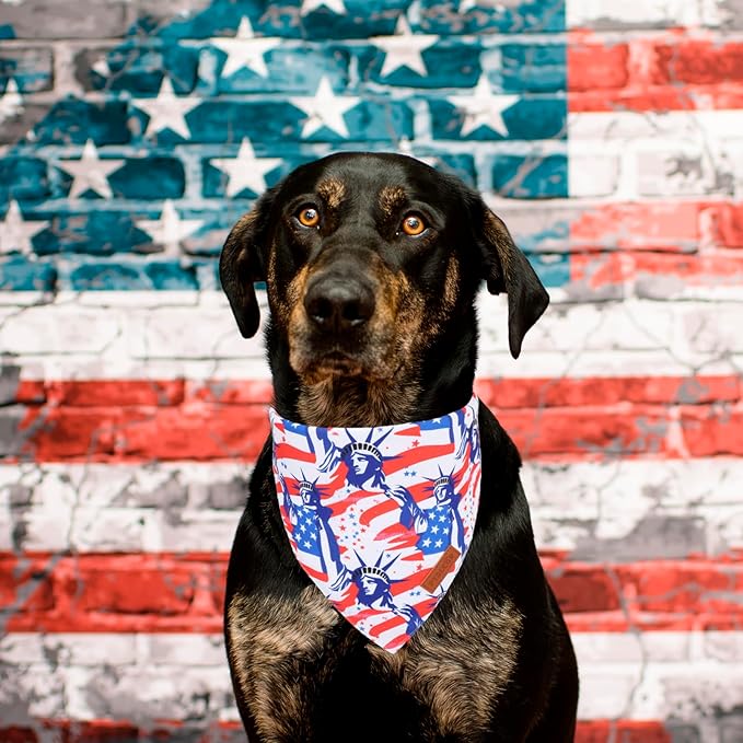 PTDECOR American Flag Dog Bandana Reversible Triangle Patriotic Pet Scarf 4th - Image 2