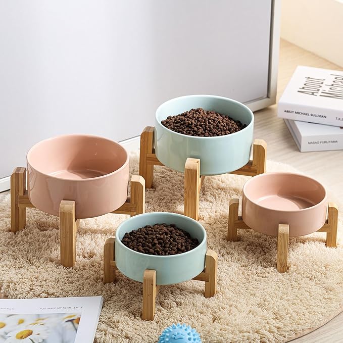 Petygooing Khaki Elevated/Raised Ceramic Dog Bowl - Image 4