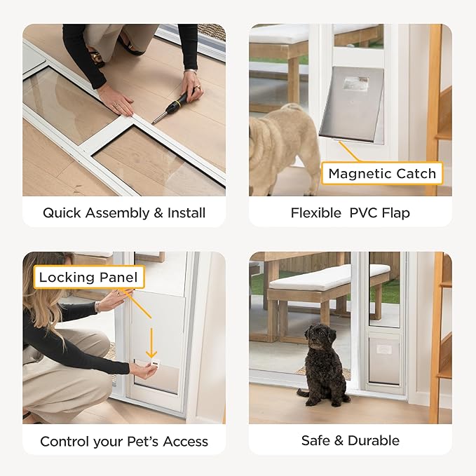 Hakuna Pets White Glass Patio Pet Door - Image 7
