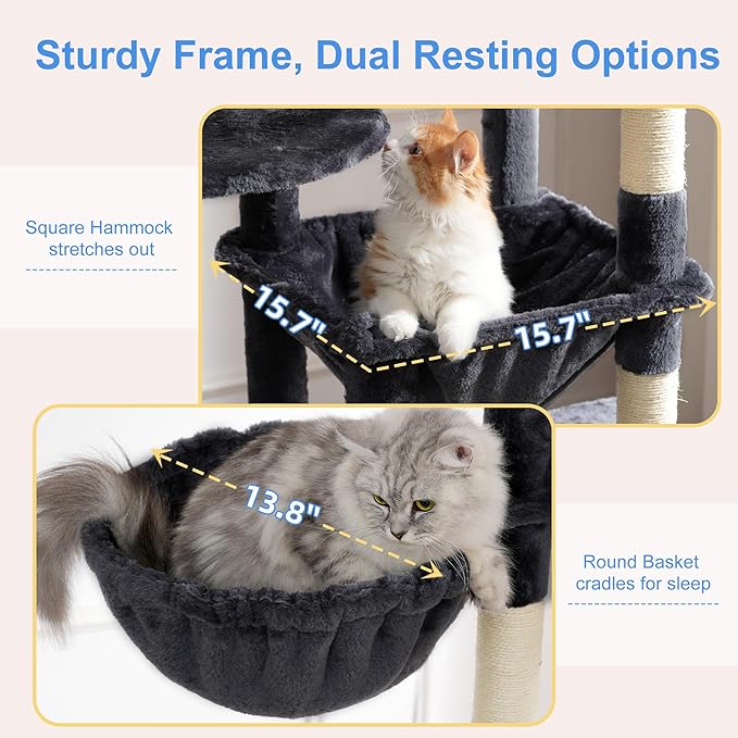 Heybly Cat Tree, 76-Inch Tall Heavy Duty Cat Tower - Image 5