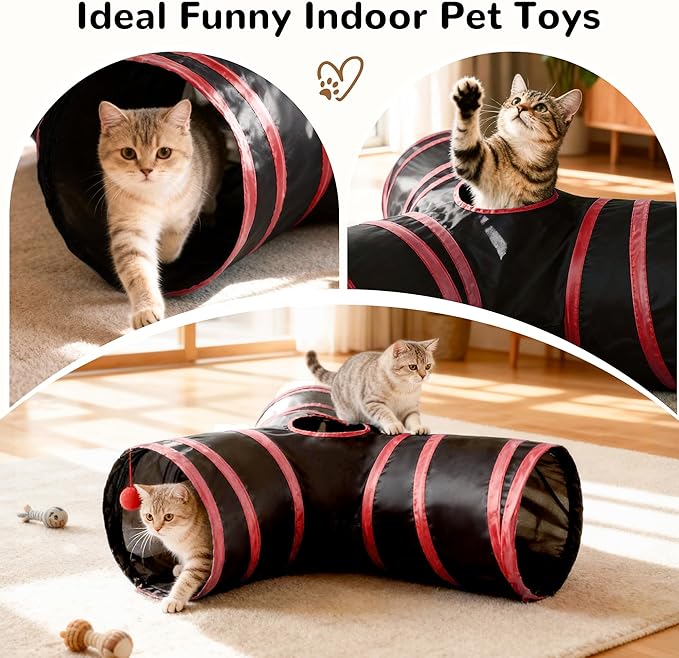 Tempcore Cat Tunnel for Indoor Cats, 3-Way Collapsible Play Tunnel - Image 7