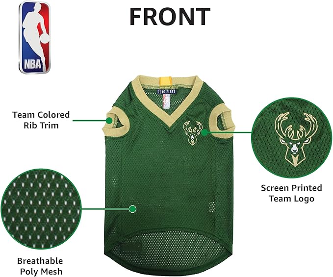 Pets First NBA MILWAUKEE BUCKS DOG Jersey, Large - Image 5