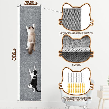 80"x15.7" Cat Wall Scratching Mat, Extra Large Cat Climbing Carpet - Image 3