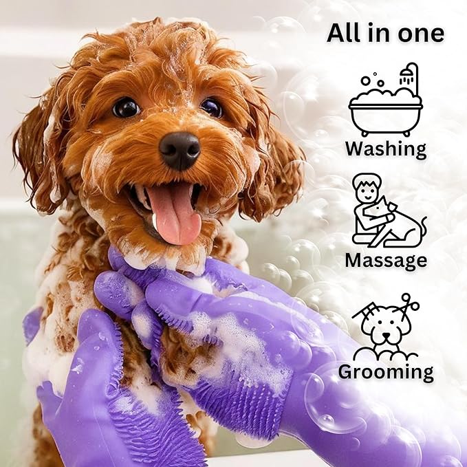 Dog Shampoo Gloves for Bathing – Silicone Dog Washing Gloves - Image 2