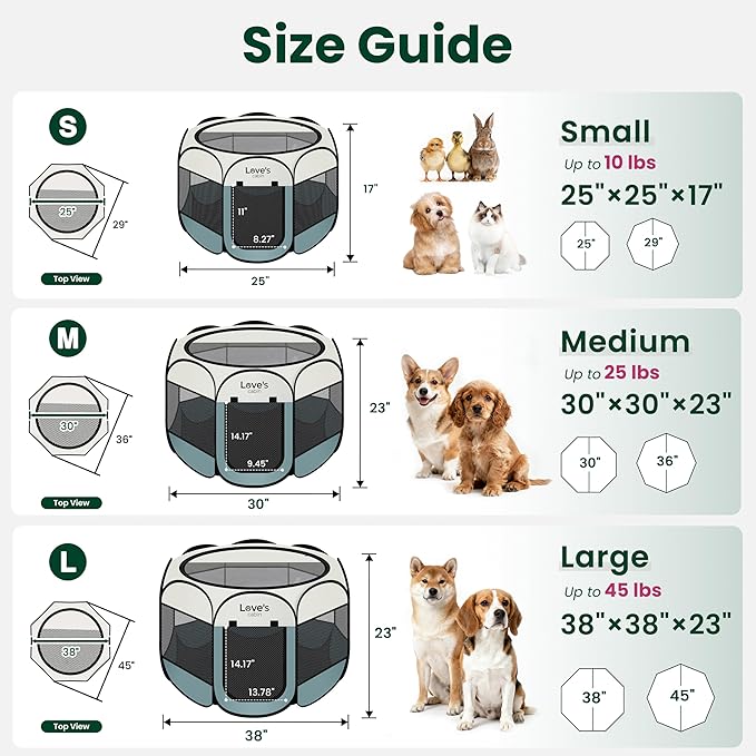 Love's cabin Dog Playpen with Washable Pee Pad, Puppy Pet Cat Playpen Small - Image 2
