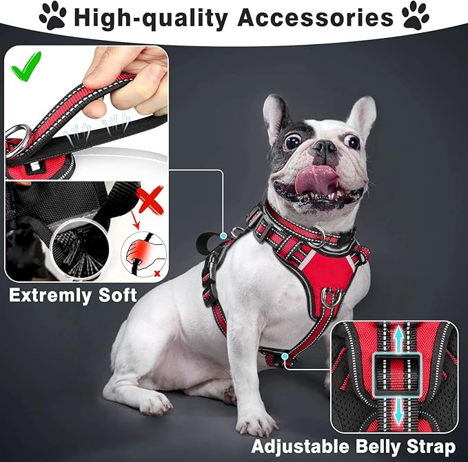 WINSEE Pet Harness Collar and Leash Set, All-in-one Reflective Dog Harness No - Image 2