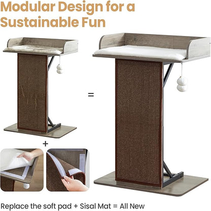 Modern Wood Cat Tree Tower for Indoor Large Cats, 33.8-Inch Tall Wooden Cat - Image 9