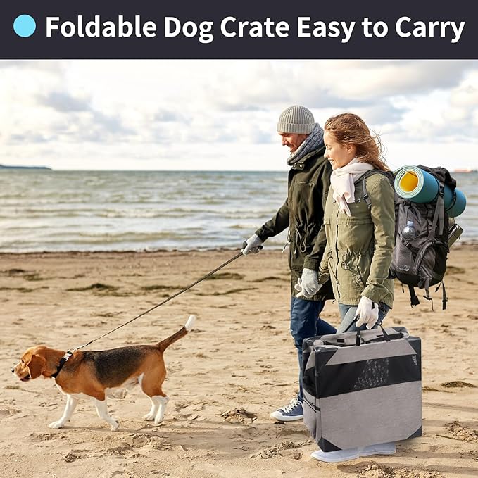 Zikopomi 30 Inch Portable Travel Dog Crate, 3 Door Collapsible Soft Pet Kennel - Image 2