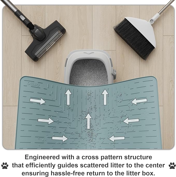 OHMO Cat Litter Mat Trapping Mat Premium Silicone 31.5x23.6 Light Blue - Image 4