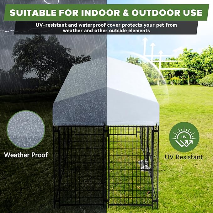 Oranland 8x4x6FT Outdoor Dog Kennel, Heavy Duty Welded Wire Steel Dog Kennel - Image 5