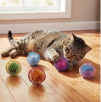 Jecery 5 Pcs Cat Spring Toys Stretchable Rolling Balls Colorful Playful Coils - Image 5