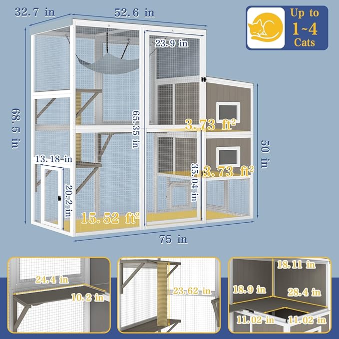 PetsCosset Large Catio Outdoor Cat Enclosure Large Cat House - Image 6