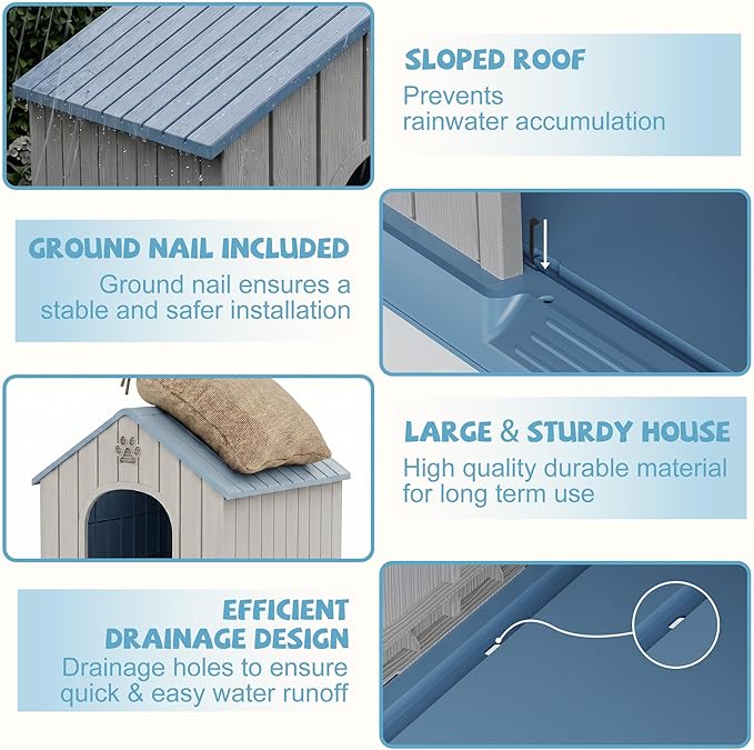EFU Small Dog House Outdoor Indoor, Waterproof Puppy Dog House - Image 4
