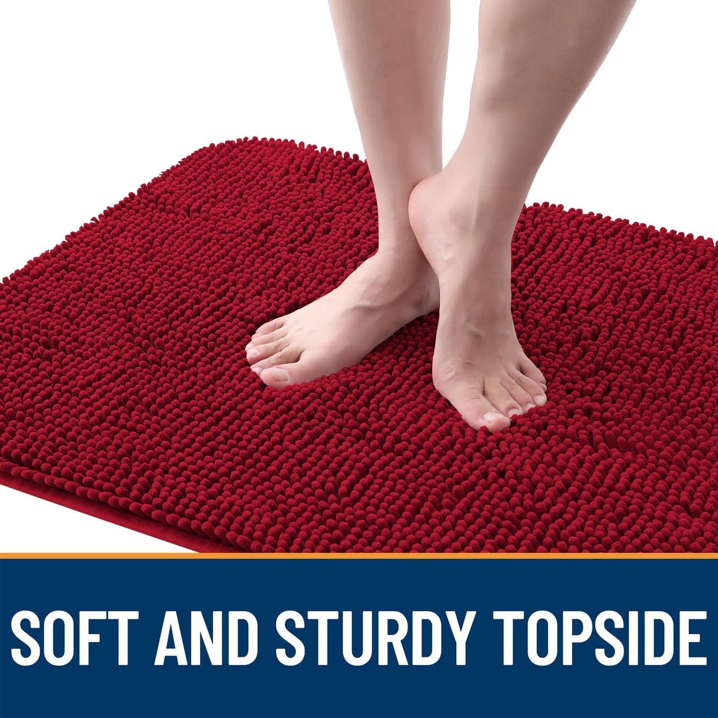 OLANLY Dog Door Mat for Muddy Paws 47x32, Absorbs Moisture and Dirt, Absorbent Non-Slip Washable Doormat, Quick Dry Chenille Mud Mat for Dogs, Entry Indoor Entryway Carpet for Inside Floor, Red
