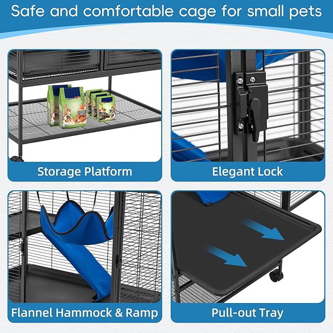 HABUTWAY 36.5''H Large Metal Rolling Ferrets Cage, 2-Tiers Small Animal Cages - Image 5