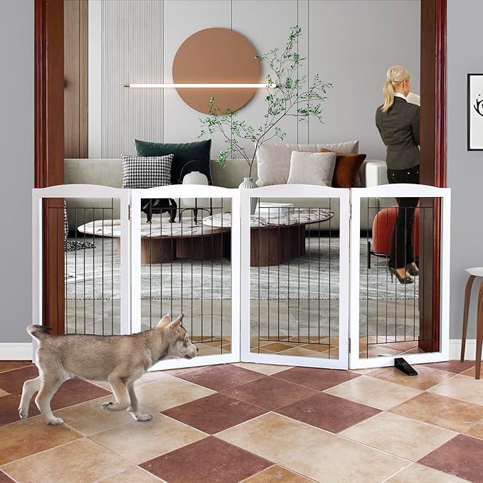 ZJSF Freestanding Dog Fence Indoor, Foldable Dog Gate by ZJSF