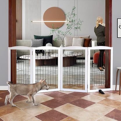 ZJSF Freestanding Dog Fence Indoor, Foldable Dog Gate by ZJSF