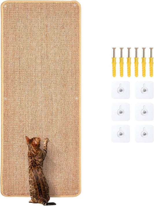 Natural Sisal Cat Scratcher Mat, Wall Scratcher Carpet, Cat Climbing Wall by Uranshin