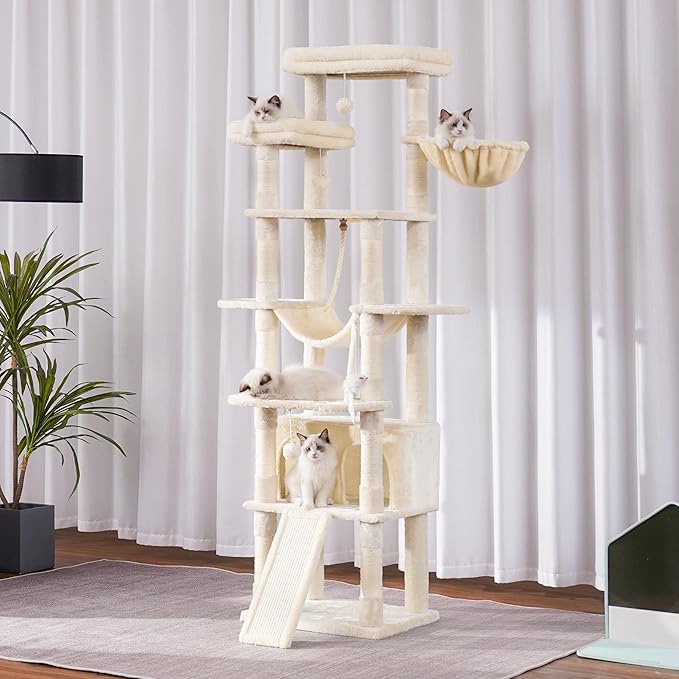 Heybly Tall Cat Tree, 78-inch Multi-Level Cat Tower - Image 3
