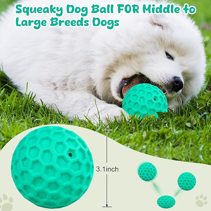 Squeaky Dog Toys for Aggressive Chewers, Indestructible Dog Balls for - Image 2