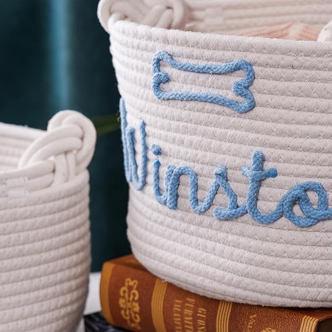 JUPPE Pet Dog Basket with Personalized Name, Dog Toys Storage Organizer Custom - Image 4