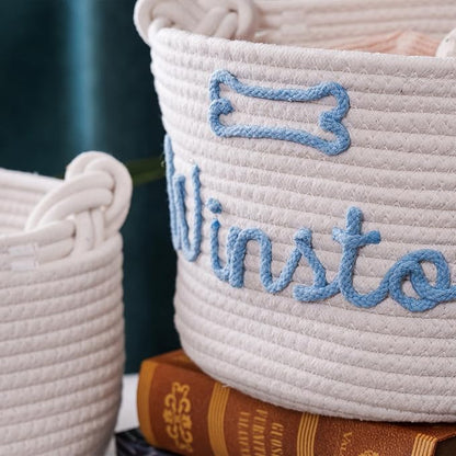 JUPPE Pet Dog Basket with Personalized Name, Dog Toys Storage Organizer Custom - Image 4