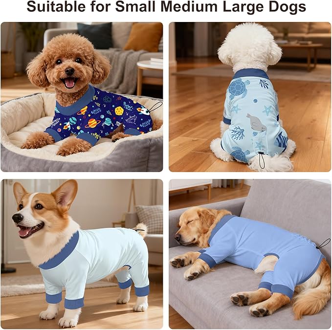 Bienbee Dog Pajamas, 4 Pack Dog Recovery Suit Shedding Suit Cute Soft Puppy - Image 3