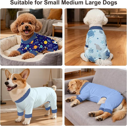 Bienbee Dog Pajamas, 4 Pack Dog Recovery Suit Shedding Suit Cute Soft Puppy - Image 3