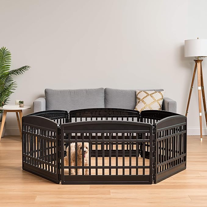 IRIS USA Dog Playpen with Door, 24” 6 Panel Pet Exercise Pen – Indoor Outdoor - Image 7