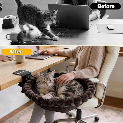 Foldable Cat Desk Bed with Sunken Design, 2 Dual-Sided Reversible Cushions - Image 3