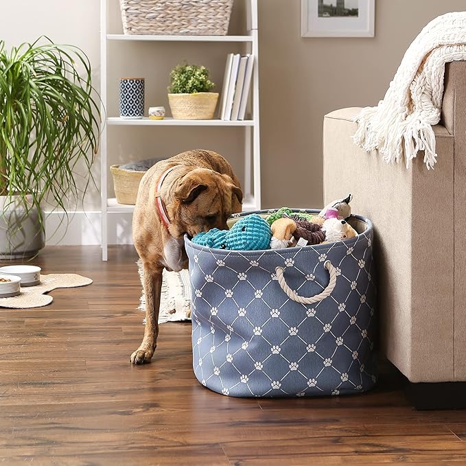 Bone Dry Pet Storage Paw and Bone, Trellis Collection, Large Round, Stonewash - Image 5