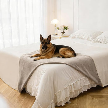 Waterproof Dog Blanket for Bed, Reversible King Size Pet Couch Throw Blankets by Secfeeling