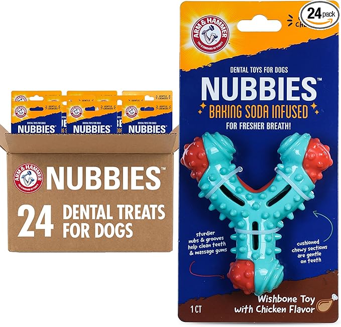 Arm & Hammer for Pets Nubbies Wishbone Dog Dental Toy Chicken Flavor Baking by ArmHammer