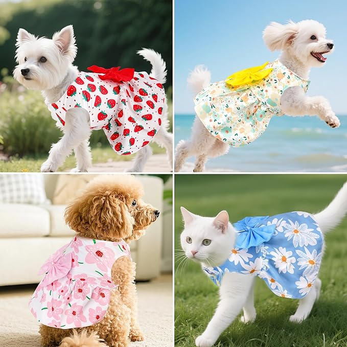 choyaxo 4pcs Cute Dog Dress Pet Dress Puppy Skirt Summer Pet Clothes - Image 7
