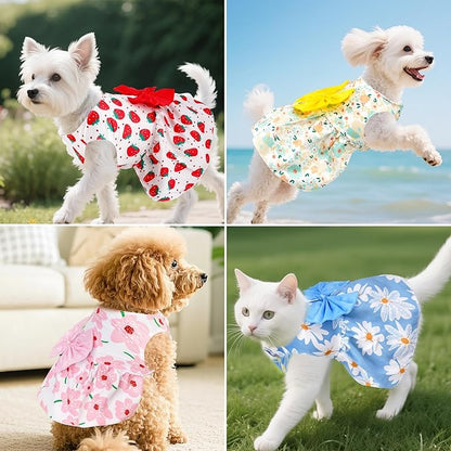 choyaxo 4pcs Cute Dog Dress Pet Dress Puppy Skirt Summer Pet Clothes - Image 7